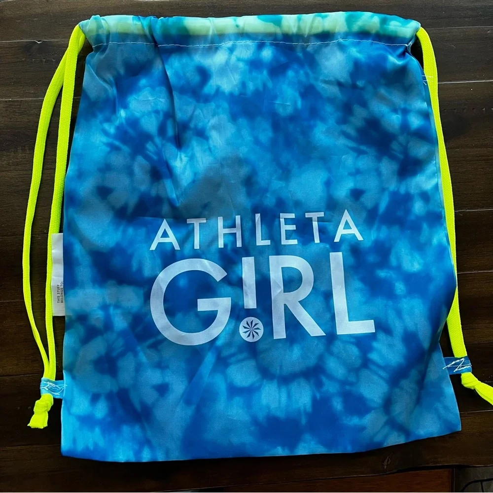 Athleta Girl Blue Tie-Dye Drawstring Lightweight Backpack Bag